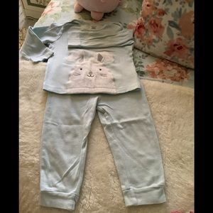 Carter’s 2 piece pj Rabbit 24 mo stripped sleep lounging suit soft comfo…